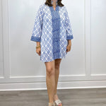 French Quarters Dress - Royal Trellis Short Dresses Victoria Dunn Design