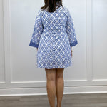 French Quarters Dress - Royal Trellis Short Dresses Victoria Dunn Design