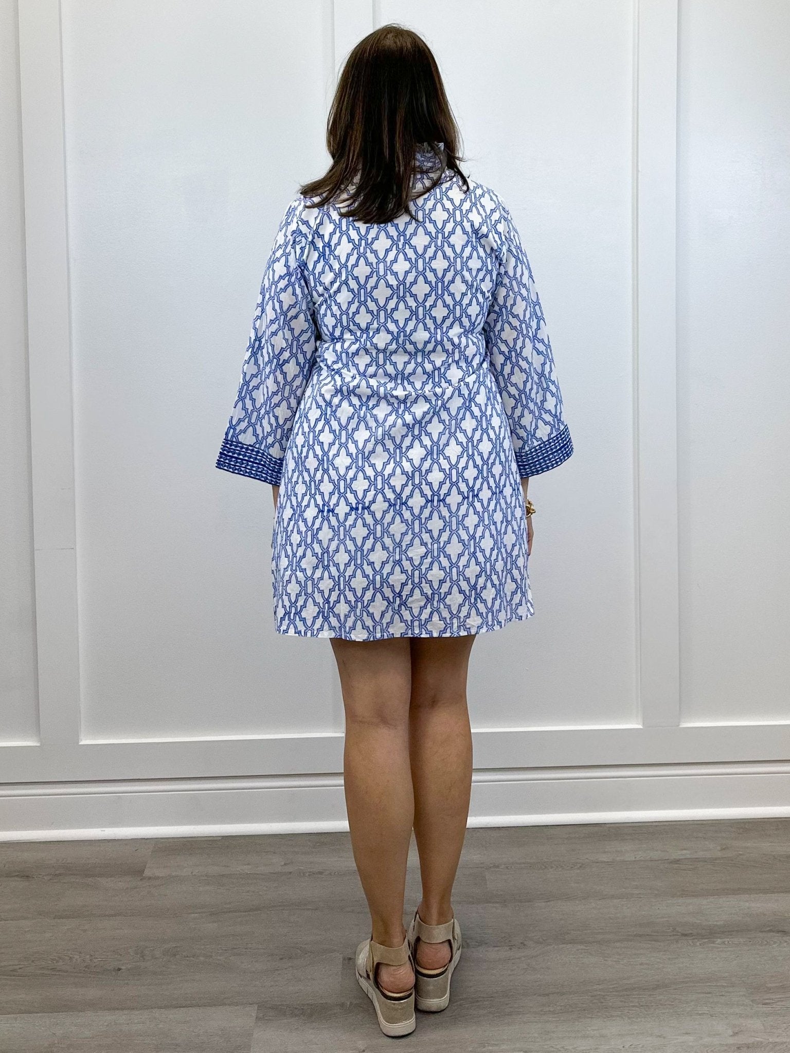 French Quarters Dress - Royal Trellis Short Dresses Victoria Dunn Design