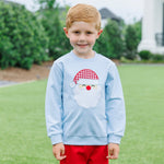 French Terry Santa Pullover - Lt. Blue Boys Sweaters + Sweatshirts Trotter Street Kids