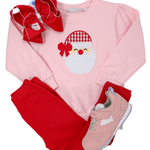 French Terry Santa Pullover - Lt. Pink Girls Sweaters + Sweatshirts Trotter Street Kids