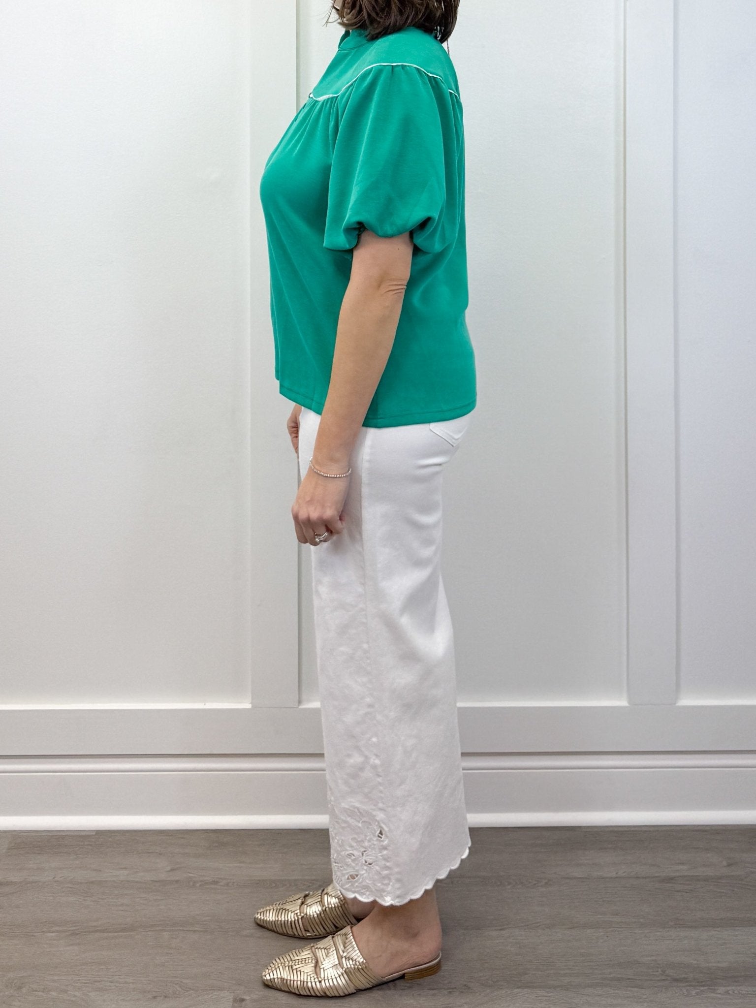 Fresh Tide Yoke Top - Sea Green Tops Umgee