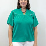 Fresh Tide Yoke Top - Sea Green Tops Umgee