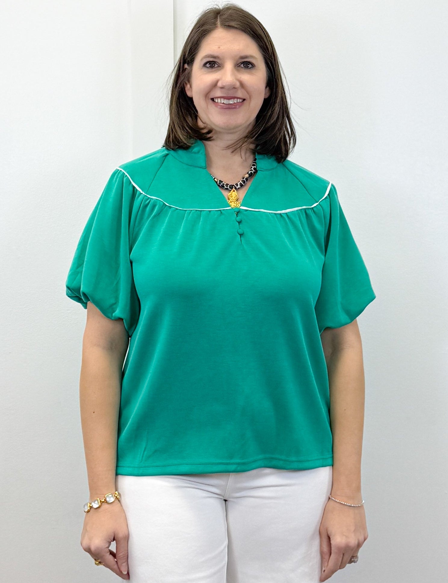 Fresh Tide Yoke Top - Sea Green Tops Umgee