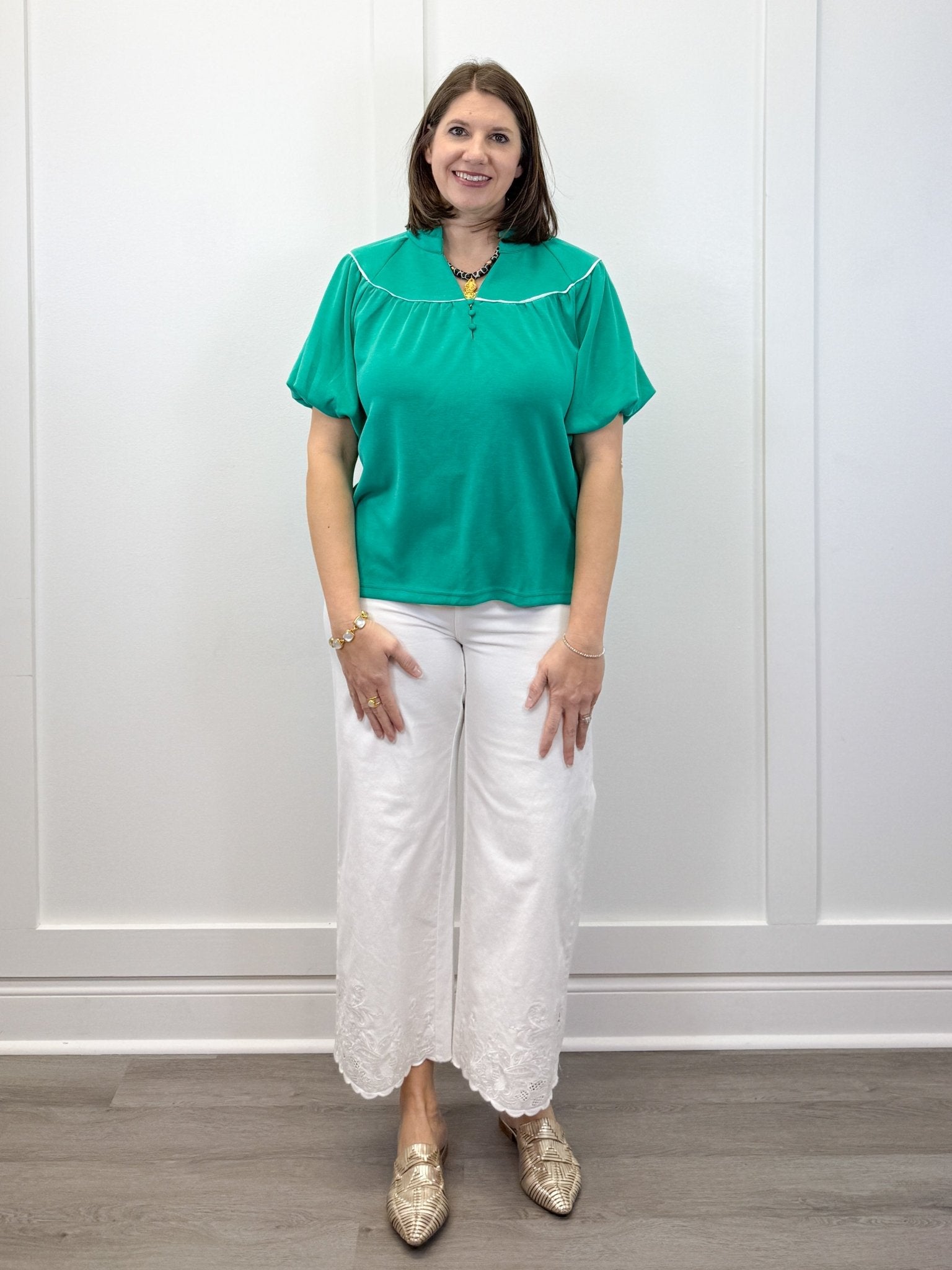 Fresh Tide Yoke Top - Sea Green Tops Umgee
