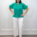 Fresh Tide Yoke Top - Sea Green Tops Umgee