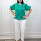 Fresh Tide Yoke Top - Sea Green Tops Umgee