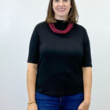 Funnel Neck Elbow Sleeve Knit Top - Black - Sugar Babies Children's Boutique/Meg's Shoppe