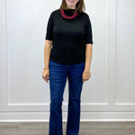 Funnel Neck Elbow Sleeve Knit Top - Black - Sugar Babies Children's Boutique/Meg's Shoppe