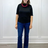 Funnel Neck Elbow Sleeve Knit Top - Black - Sugar Babies Children's Boutique/Meg's Shoppe