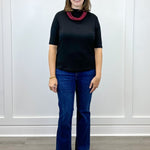 Funnel Neck Elbow Sleeve Knit Top - Black - Sugar Babies Children's Boutique/Meg's Shoppe