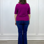 Funnel Neck Elbow Sleeve Knit Top - Plum Wine - Sugar Babies Children's Boutique/Meg's Shoppe