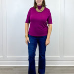 Funnel Neck Elbow Sleeve Knit Top - Plum Wine - Sugar Babies Children's Boutique/Meg's Shoppe