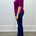 Funnel Neck Elbow Sleeve Knit Top - Plum Wine - Sugar Babies Children's Boutique/Meg's Shoppe