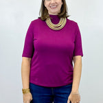 Funnel Neck Elbow Sleeve Knit Top - Plum Wine - Sugar Babies Children's Boutique/Meg's Shoppe