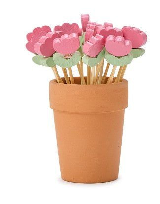 Garden Blooms Flower Cocktail Picks - Assorted Kitchen + Entertaining Two's Company Pink Tulip