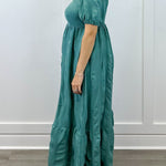 Garden Club Maxi Dress - Dusty Teal Long Dresses Polagram by Wellmade USA