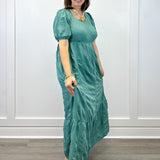 Garden Club Maxi Dress - Dusty Teal Long Dresses Polagram by Wellmade USA
