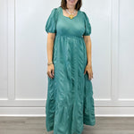 Garden Club Maxi Dress - Dusty Teal Long Dresses Polagram by Wellmade USA