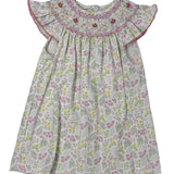 Garden Floral Print Knit Bishop Girls Occasion Dresses Petit Bebe