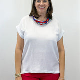 Gauze Round Neck S/S Top - White Tops Zenana