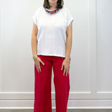 Gauze Round Neck S/S Top - White Tops Zenana