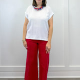 Gauze Round Neck S/S Top - White Tops Zenana
