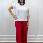 Gauze Round Neck S/S Top - White Tops Zenana