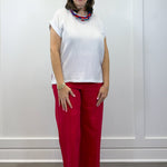 Gauze Round Neck S/S Top - White Tops Zenana