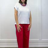Gauze Round Neck S/S Top - White Tops Zenana