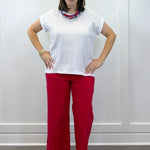 Gauze Round Neck S/S Top - White Tops Zenana
