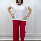 Gauze Round Neck S/S Top - White Tops Zenana