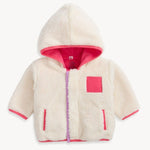 Gentle Cream Sherpa Girl Jacket w/ Stripe Rib - Sugar Babies Children's Boutique/Meg's Shoppe
