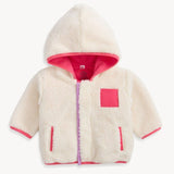 Gentle Cream Sherpa Girl Jacket w/ Stripe Rib - Sugar Babies Children's Boutique/Meg's Shoppe
