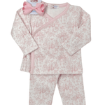 Gigi Pink Toile Kimono Pants Set Baby Sleepwear Baby Loren