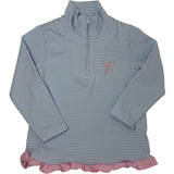 Girls 1/4 Zip Ruffle Pullover - Bow Girls Sweaters + Sweatshirts Itsy Bitsy