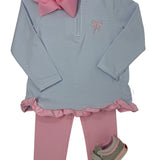 Girls 1/4 Zip Ruffle Pullover - Bow Girls Sweaters + Sweatshirts Itsy Bitsy