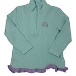 Girls 1/4 Zip Ruffle Pullover - Rainbow Girls Sweaters + Sweatshirts Itsy Bitsy