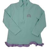 Girls 1/4 Zip Ruffle Pullover - Rainbow Girls Sweaters + Sweatshirts Itsy Bitsy