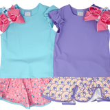 Girls Angel Sleeve Top - Aqua Girls Tops + Tees Funtasia Too