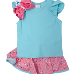 Girls Angel Sleeve Top - Aqua Girls Tops + Tees Funtasia Too