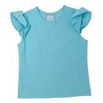 Girls Angel Sleeve Top - Aqua Girls Tops + Tees Funtasia Too