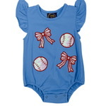 Girls Baseball Applique Romper - Sugar Babies Children's Boutique/Meg's Shoppe