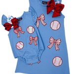 Girls Baseball Applique Romper - Sugar Babies Children's Boutique/Meg's Shoppe