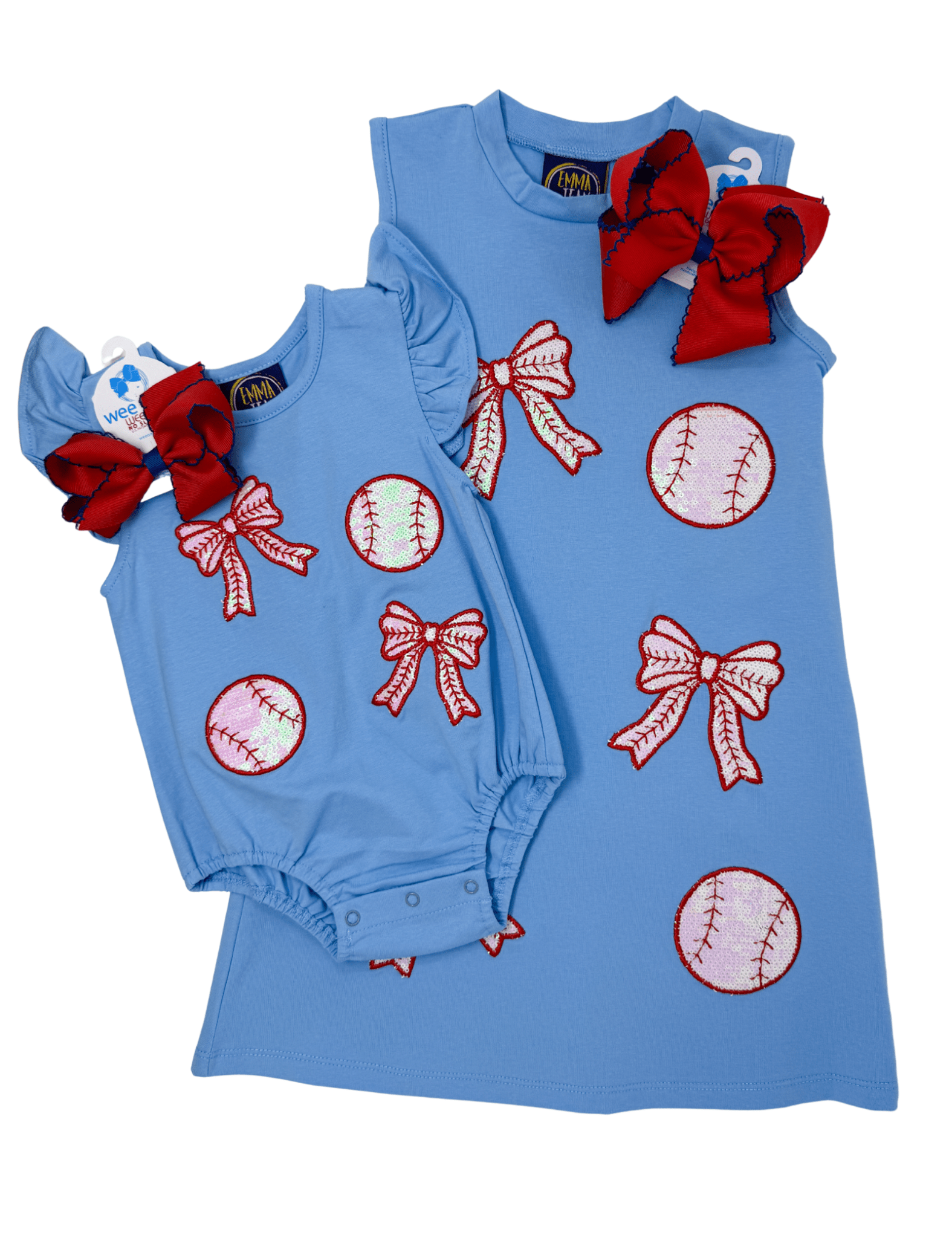 Girls Baseball Applique Romper - Sugar Babies Children's Boutique/Meg's Shoppe