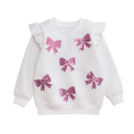 Girls Bow Sequin Sweatshirt Girls Sweaters + Sweatshirts Mudpie