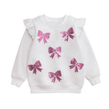 Girls Bow Sequin Sweatshirt Girls Sweaters + Sweatshirts Mudpie