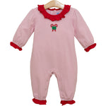 Girls Candy Cane Embroidered Ruffle Romper Girls Bubbles + Rompers Trotter Street Kids