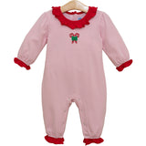 Girls Candy Cane Embroidered Ruffle Romper Girls Bubbles + Rompers Trotter Street Kids