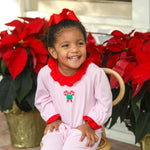 Girls Candy Cane Embroidered Ruffle Romper Girls Bubbles + Rompers Trotter Street Kids